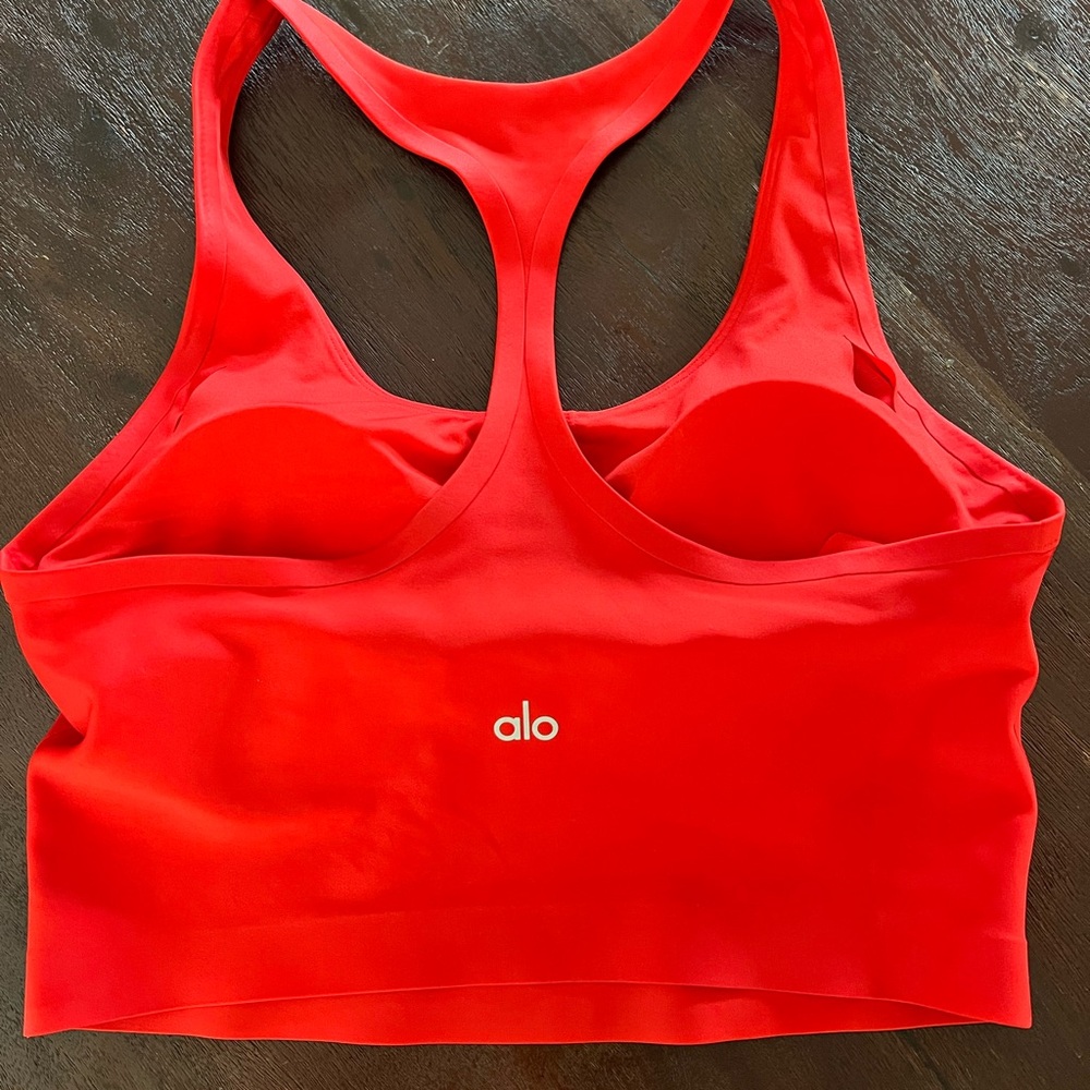ALO Yoga Red Racerback Sports Bralette plus biker shorts. Selling as a set - Picture 7 of 13